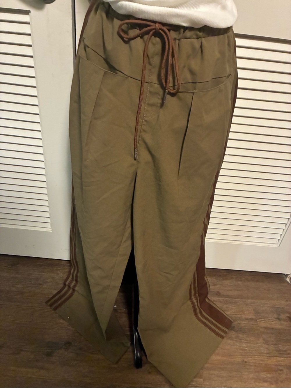 Modern Lux Olive Track Joggers with Brown Side Stripes